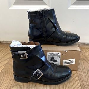 Zara black patent ankle boot